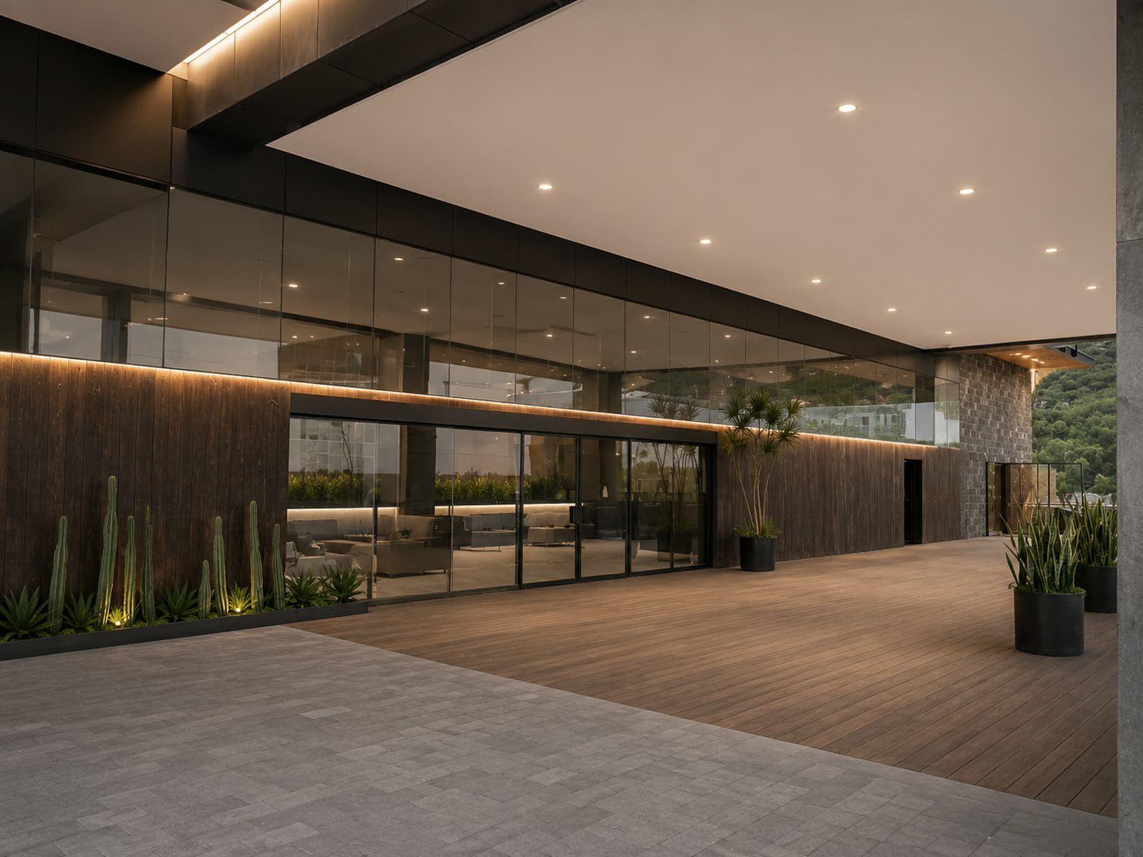 Render del área comercial de Torre Altius, vista exterior