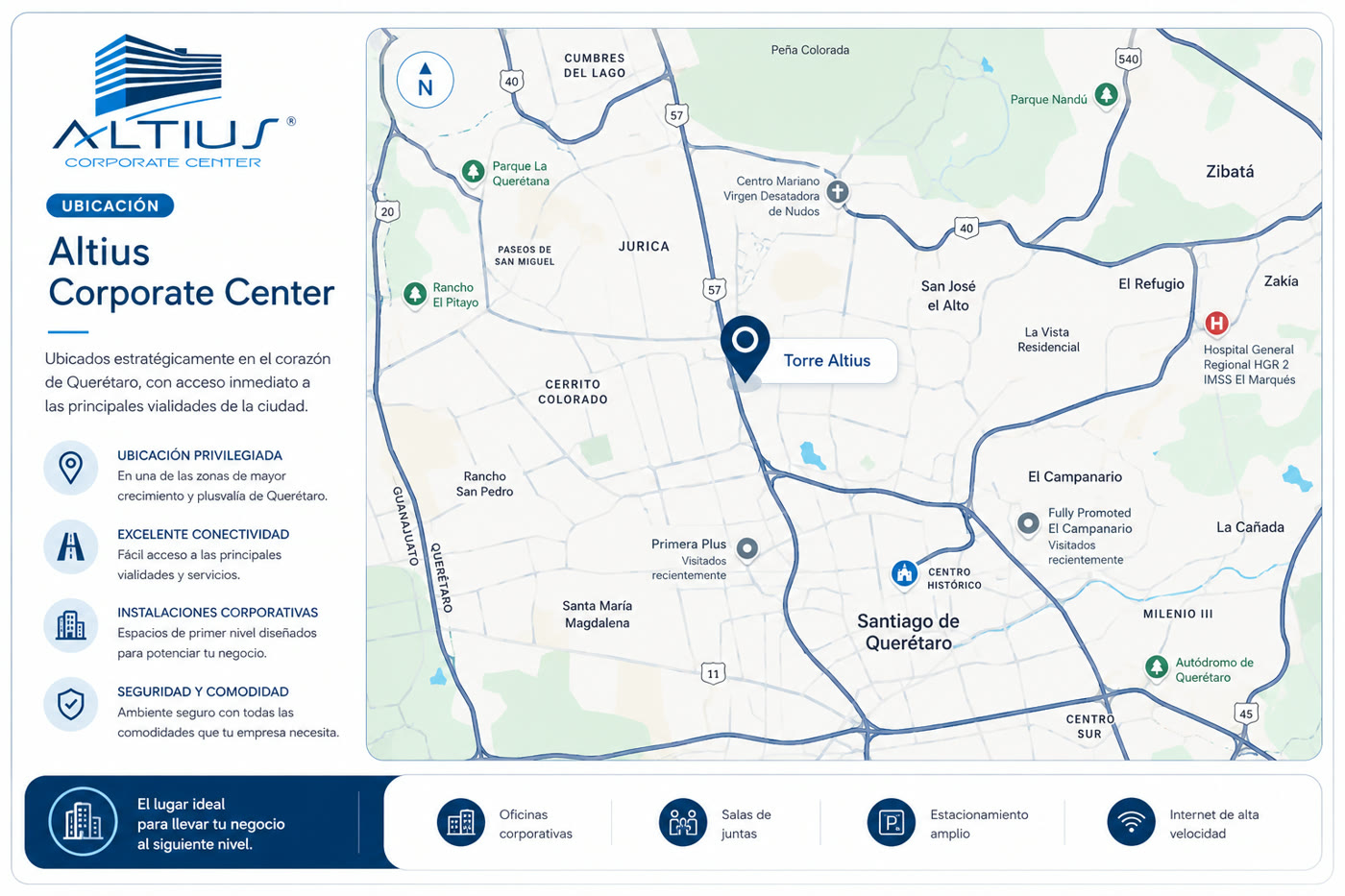 Mapa de Torre Altius en Querétaro